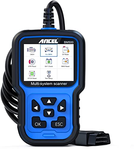 ANCEL BM500 All System OBD2 Scanner fit for BMW Mini, Car Diagnostic Scan Tool for Engine ABS SRS ESP SAS TCM 4WD Systems, with Battery Registration fit for BMW/CBS EPB ETC BMS PCM Oil Reset