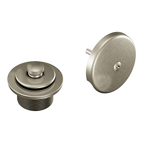 Moen T90331BN Push-N-Lock Tub and Shower Drain Kit with 1.5 Inch Threads, Brushed Nickel