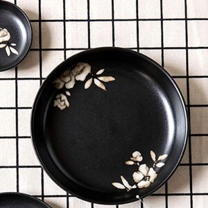 kowmcp dinner plates ceramic plates household dishes small plate dumpling plate breakfast plate black 16.5 * 2.3cm ceramic round plate (color : gardenia)