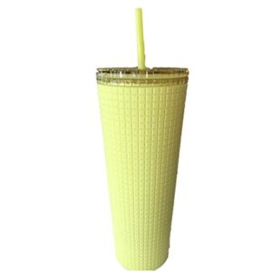 Starbucks Meadow Yellow Grid Soft Touch Tumbler Venti 24 oz