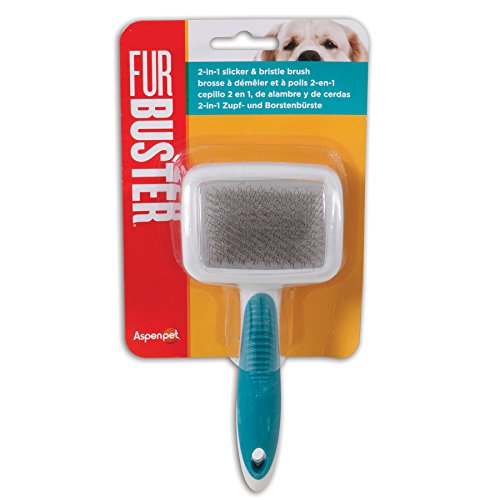 Petmate Furbuster 2-in-1 Dog Slicker and Bristle Brush, Vibrant Plum