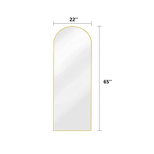 Arched Floor Mirror, 65 "x 22" Floor Mirror with Stand, Full Body Mirror, Arch Full Length Mirror, Freestanding, Wall-Mounted or Leaning (Gold)