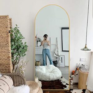 Arched Floor Mirror, 65 "x 22" Floor Mirror with Stand, Full Body Mirror, Arch Full Length Mirror, Freestanding, Wall-Mounted or Leaning (Gold)