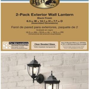 Outdoor Black Wall Lantern (2-Pack)