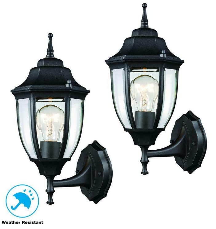 Outdoor Black Wall Lantern (2-Pack)