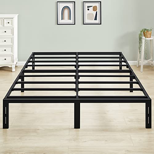 GreenForest Full Size Bed Frame Quick Lock Heavy Duty Metal Platform Bed Mattress Foundation, No Box Spring Needed, Black