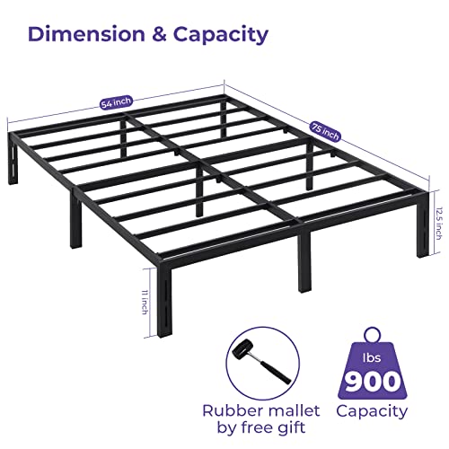 GreenForest Full Size Bed Frame Quick Lock Heavy Duty Metal Platform Bed Mattress Foundation, No Box Spring Needed, Black