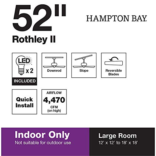 Hampton Bay Rothley II 52 in. Brushed Nickel LED Ceiling Fan with Light Kit