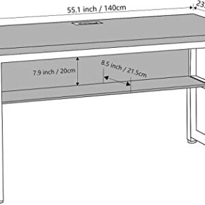 TOPSKY Computer Desk with Bookshelf/Metal Hole Cable Cover 1.18" Thick Desk (55", Rustic Brown)