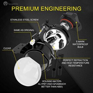 TangMiGe Fog Lights Lamps Assembly for 2003-2008 BMW 5 Series( E60 E61, 525i 525xi 530i 530xi 545i 550i ) / 3 Series( E46, 325Ci 330Ci Convertible/Coupe ), with Bulbs 9006 12V 55W, 1 Pair, Clear Lens