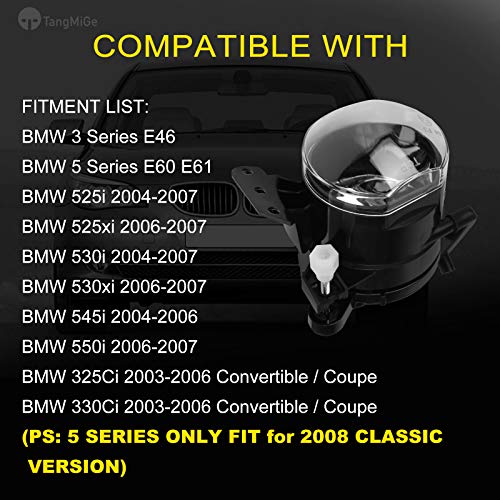 TangMiGe Fog Lights Lamps Assembly for 2003-2008 BMW 5 Series( E60 E61, 525i 525xi 530i 530xi 545i 550i ) / 3 Series( E46, 325Ci 330Ci Convertible/Coupe ), with Bulbs 9006 12V 55W, 1 Pair, Clear Lens