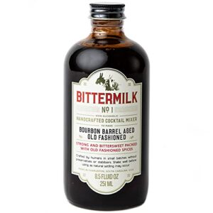bittermilk no.1 bourbon barrel aged old fashioned mix – all natural handcrafted cocktail mixer – old fashioned syrup – more complex than bitters & simple syrup