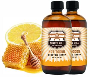 barrel roll bar essentials cocktail mixers – hot toddy cocktail mix – all-natural hot toddy drink mix – usa handcrafted cocktail syrups – small batch cocktail bitters with real cane sugar -2 x 8 ounce