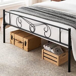 Amyove Queen Bed Frame Platform with Headboard and Footboard Metal Bed Mattress Foundation with Storage No Box Spring Needed Black (Queen)
