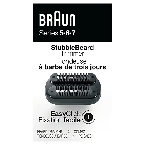 Braun EasyClick Stubble Beard Trimmer Attachment for Series 5, 6 and 7 Electric Shaver 5018s, 5020s, 6075cc, 7071cc, 7075cc, 7085cc, 7020s, 5050cs, 6020s, 6072cc, 7027cs