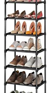 Tribesigns Shoe Rack, 9 Tiers Tall Shoe Rack for Entryway 18 Pairs Shoes and Boots Storage Shelf, Stackable and Narrow Vertical Shoe Organizer for Closet, (Black, 17.32"x 12.2"x64.96")