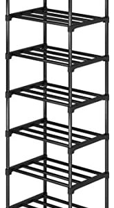 Tribesigns Shoe Rack, 9 Tiers Tall Shoe Rack for Entryway 18 Pairs Shoes and Boots Storage Shelf, Stackable and Narrow Vertical Shoe Organizer for Closet, (Black, 17.32"x 12.2"x64.96")