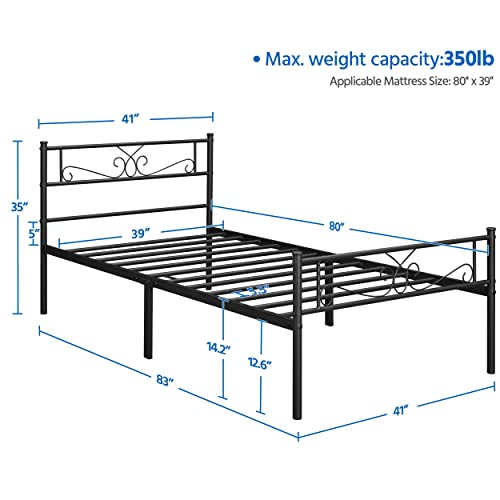 Yaheetech Twin XL Size Bed Frames/Metal Platform Bed with Headboard and Footboard/No Box Spring Needed/Easy Assembly, Black