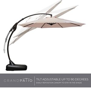 Grand patio Deluxe NAPOLI 12FT Patio Umbrella, Curvy Aluminum Cantilever Umbrella with Base, Round Large Offset Umbrellas for Garden Deck Pool (Champagne, 12 FT)