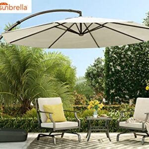 Grand patio Deluxe NAPOLI 12FT Patio Umbrella, Curvy Aluminum Cantilever Umbrella with Base, Round Large Offset Umbrellas for Garden Deck Pool (Champagne, 12 FT)