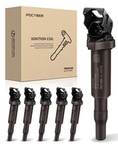 pocyber ignition coils pack set of 6 for bmw, replaces oe# 0221504470 00044 fits bmw 325i 335i 328i 525i 530i 330i 650i x3 x5 m3 m5 m6 z3 z4 mini more