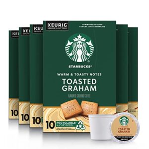 starbucks flavored k-cup coffee pods — toasted graham for keurig brewers — 6 boxes (60 pods total)