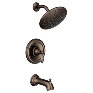 moen brantford oil rubbed bronze posi-temp tub and shower trim kit, including 8-inch eco-performance rainshower, valve required, t2253eporb