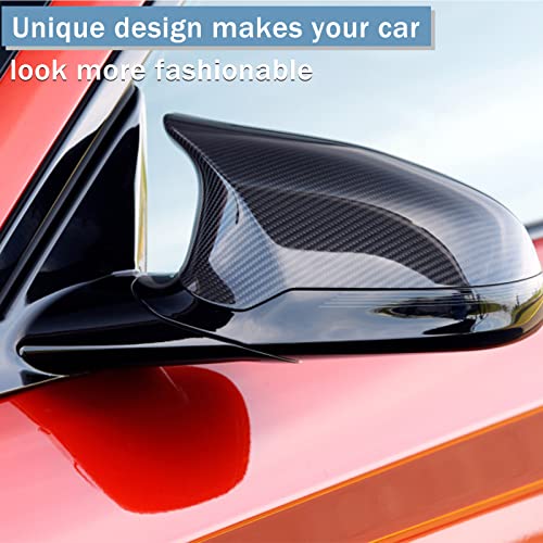 Door Rearview Mirror Cover Cap Carbon Fiber Replacement for BMW F20 F22 F30 F31 F32 F33 F36 F87 M2 X1 E84 328i 330i 335i 428i 435i (2PCS)