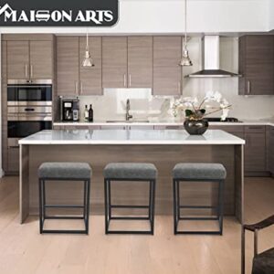 MAISON ARTS Counter Height 24" Bar Stools Set of 3 for Kitchen Counter Backless Modern Barstools Industrial Upholstered Faux Leather Stools Farmhouse Island Chairs,Support 330 LBS,(24 Inch, Grey)