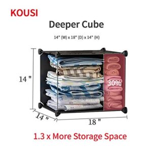 KOUSI Large Cube Storage -14"x18" Depth (8 Cubes) Organizer Shelves Clothes Dresser Closet Storage Organizer Cabinet Shelving Bookshelf Toy Organizer