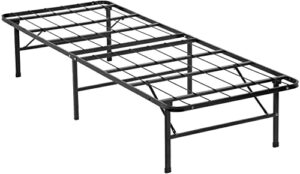 twin bed mattress foundation box spring replacement heavy duty steel slat easy assembly noise-free twin bed frame metal platform bed frame，black