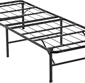 Twin Bed Mattress Foundation Box Spring Replacement Heavy Duty Steel Slat Easy Assembly Noise-Free Twin Bed Frame Metal Platform Bed Frame，Black