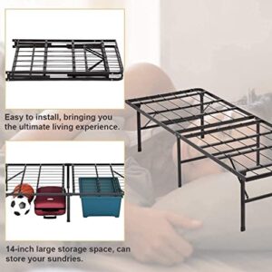 Twin Bed Mattress Foundation Box Spring Replacement Heavy Duty Steel Slat Easy Assembly Noise-Free Twin Bed Frame Metal Platform Bed Frame，Black