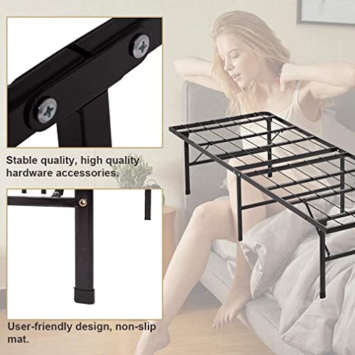 Twin Bed Mattress Foundation Box Spring Replacement Heavy Duty Steel Slat Easy Assembly Noise-Free Twin Bed Frame Metal Platform Bed Frame，Black