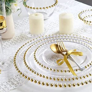 KOWMcp Dinner Plates Western Food Plate Gold Bead Plate Glass Disc (Color : 2)