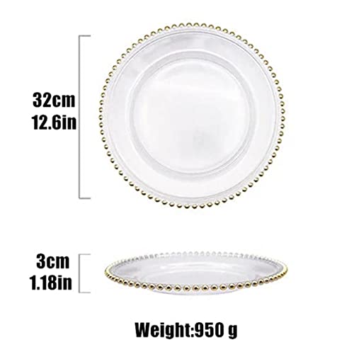 KOWMcp Dinner Plates Western Food Plate Gold Bead Plate Glass Disc (Color : 2)