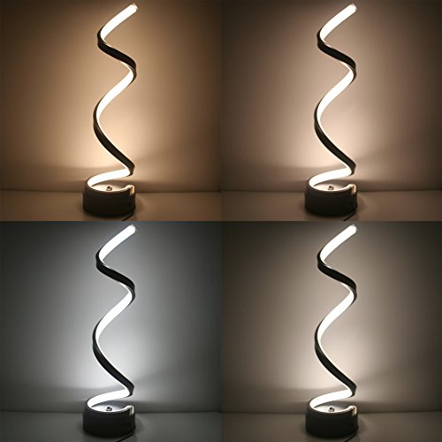 SkyeyArc Vertical Spiral Dimmable LED Table Lamp with 2 USB Charging Ports, LED Desk Lamp with Remote Control, Contemporary Minimalist Lighting Design, Multiple Color Temperature Light, 12W, Black