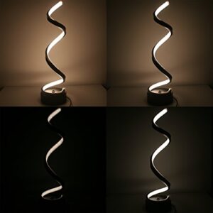 SkyeyArc Vertical Spiral Dimmable LED Table Lamp with 2 USB Charging Ports, LED Desk Lamp with Remote Control, Contemporary Minimalist Lighting Design, Multiple Color Temperature Light, 12W, Black