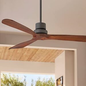 casa vieja 52″ delta-wing rustic farmhouse 3 blade indoor outdoor ceiling fan with remote oil rubbed bronze walnut solid wood damp rated for patio exterior house home porch gazebo garage