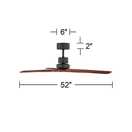 Casa Vieja 52" Delta-Wing Rustic Farmhouse 3 Blade Indoor Outdoor Ceiling Fan with Remote Oil Rubbed Bronze Walnut Solid Wood Damp Rated for Patio Exterior House Home Porch Gazebo Garage