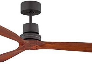 Casa Vieja 52" Delta-Wing Rustic Farmhouse 3 Blade Indoor Outdoor Ceiling Fan with Remote Oil Rubbed Bronze Walnut Solid Wood Damp Rated for Patio Exterior House Home Porch Gazebo Garage