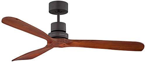 Casa Vieja 52" Delta-Wing Rustic Farmhouse 3 Blade Indoor Outdoor Ceiling Fan with Remote Oil Rubbed Bronze Walnut Solid Wood Damp Rated for Patio Exterior House Home Porch Gazebo Garage