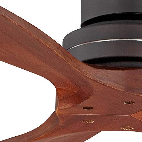 Casa Vieja 52" Delta-Wing Rustic Farmhouse 3 Blade Indoor Outdoor Ceiling Fan with Remote Oil Rubbed Bronze Walnut Solid Wood Damp Rated for Patio Exterior House Home Porch Gazebo Garage