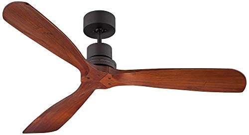 Casa Vieja 52" Delta-Wing Rustic Farmhouse 3 Blade Indoor Outdoor Ceiling Fan with Remote Oil Rubbed Bronze Walnut Solid Wood Damp Rated for Patio Exterior House Home Porch Gazebo Garage