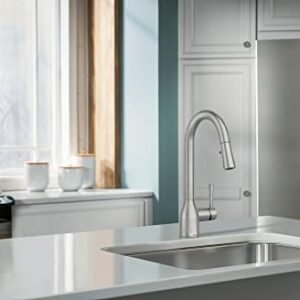 Moen Adler Spot Resist Stainless One-Handle High Arc Kitchen Sink Faucet with Power Clean, Kitchen Faucet with Pull Down Sprayer for Commercial, RV, or Bar, 87233SRS, 24.7" L x 12.3" W x 14.6" H