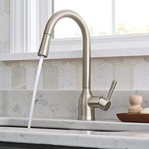 Moen Adler Spot Resist Stainless One-Handle High Arc Kitchen Sink Faucet with Power Clean, Kitchen Faucet with Pull Down Sprayer for Commercial, RV, or Bar, 87233SRS, 24.7" L x 12.3" W x 14.6" H