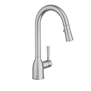 Moen Adler Spot Resist Stainless One-Handle High Arc Kitchen Sink Faucet with Power Clean, Kitchen Faucet with Pull Down Sprayer for Commercial, RV, or Bar, 87233SRS, 24.7" L x 12.3" W x 14.6" H