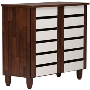 Baxton Studio Wholesale Interiors Gisela Oak and White 2-Tone Shoe Cabinet with 2 Doors