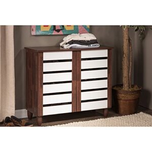 Baxton Studio Wholesale Interiors Gisela Oak and White 2-Tone Shoe Cabinet with 2 Doors