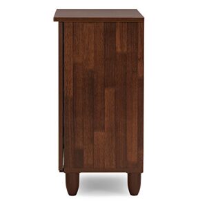 Baxton Studio Wholesale Interiors Gisela Oak and White 2-Tone Shoe Cabinet with 2 Doors